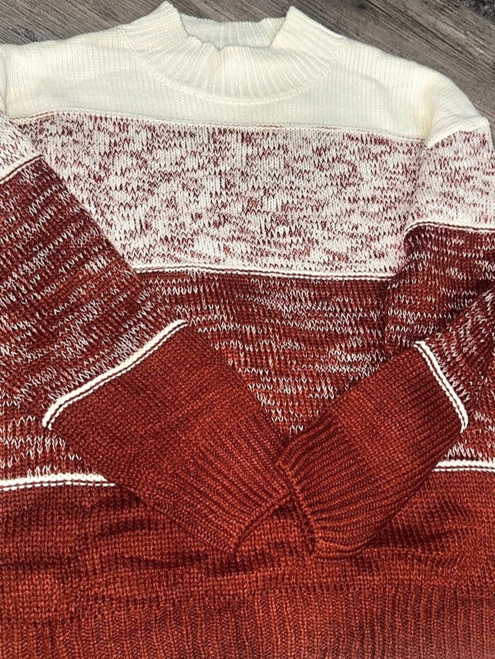 Color Block Mock Neck Sweater Large